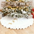 thumbnail image 5 of Sanmadrola Christmas Tree Skirt White Luxury Ruffled Velvet Plush Fur Skirts Christmas Decorations Indoor Xmas Ornaments Holiday Decor for Home Party Holiday Decorations, 36in, 5 of 7