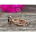 thumbnail image 2 of 10K Rose Gold 2.75 Carat Round Cut Black Diamond Moissanite Trio Set Engagement Ring Halo Stacking Matching Band, 2 of 6