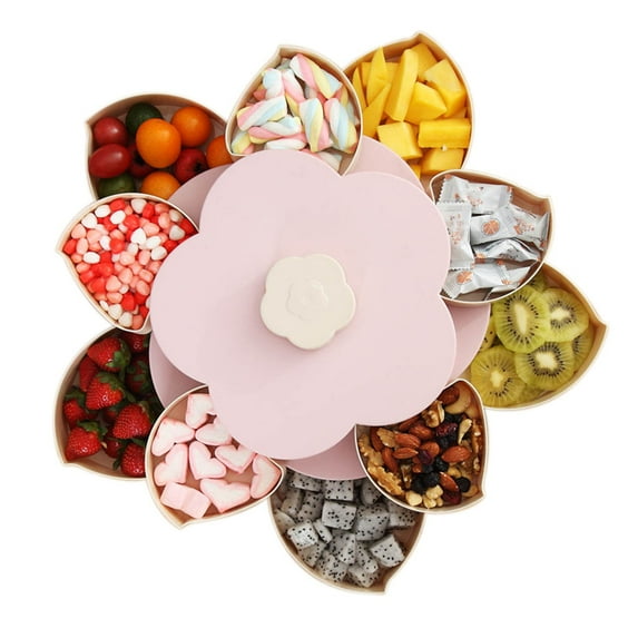 Bloom Rotating Snack Box Flower Design Candy Food Storage Jewelry Organizer Dried Fruit Box