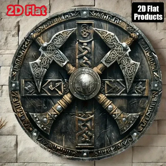 HELLOYOUNG Viking Battle Axe 2D Flat Decor - Perfect for Bar, Kitchen, Cafe, Family Room, Office, Parties & Holidays - Unique Gift Idea