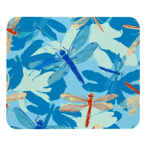 PhooArto Comfortable Mouse Pad Blue Dragonfly Pattern Desktop Mousepad , 21 x 25 cm Mouse Mat, Non-Slip Rubber Base, Improves Speed and Precision