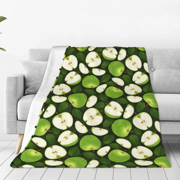 Fotbe Green Fruit Manta de Franela Acolchonada con Estampado, Súper Suave y Esponjosa, Extra Grande para Sofá, Cama, Uso Todo el Año-50"x40"