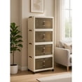 thumbnail image 3 of 4 Tier Stackable Storage Shelf with Clear Drawers - Folding Organizer with Wheels for Closet, Kitchen, Bathroom, Bedroom, Tool-Free Assembly, 3 of 9