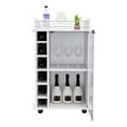 thumbnail image 4 of White Bar Cart Featuring Two Shelves, Glass Door, Four Lockable , Spacious Metal-railed Top, Stores 6 Liquor Bottles Door Cabinet, Locking Accommodates, 4 of 4