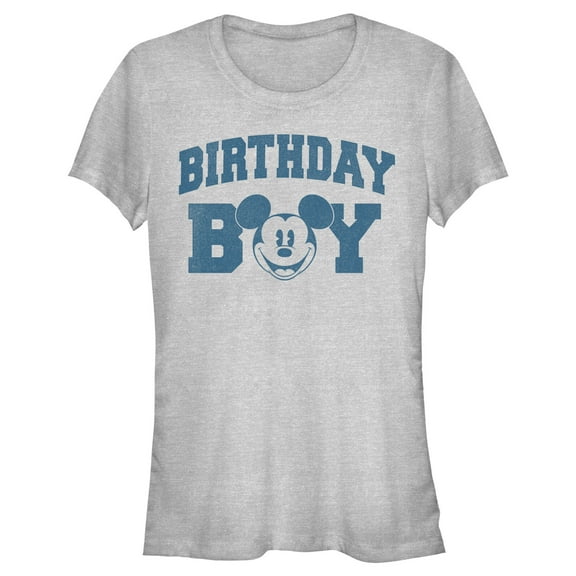Junior's Mickey & Friends Birthday Boy Happy Face Graphic Tee Athletic Heather Large