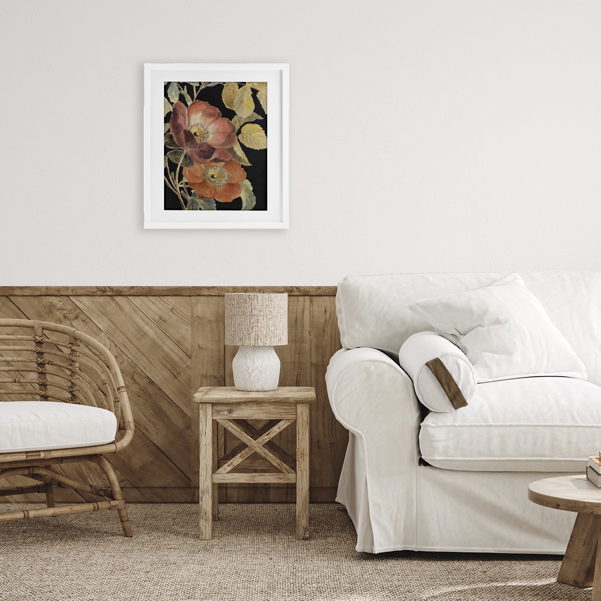 Stupell Industries Red Flower over Black White Framed Print Under Glass, design by Lanie Loreth