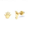 thumbnail image 1 of Wellingsale 14K Yellow Gold Polished Hand & Foot Stud Earrings With Screw Back, 1 of 4