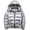 thumbnail image 1 of Chaqueta de plumón brillante Chaqueta de invierno para hombre Chaqueta de plumón con cuello levantado con capucha, 1 of 4