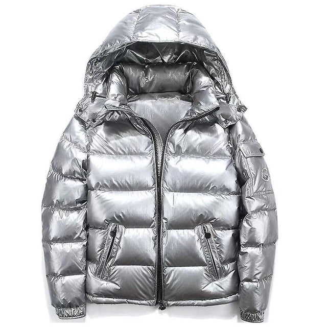 Chaqueta de plumón brillante Chaqueta de invierno para hombre Chaqueta de plumón con cuello levantado con capucha