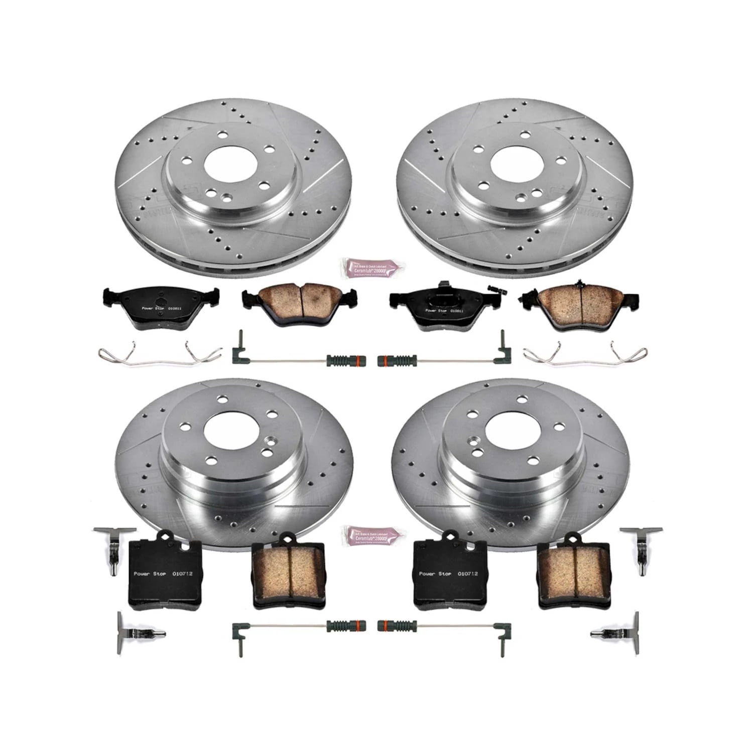 Power Stop Front and Rear Brake Kit with Drilled & Slotted Rotors and Ceramic Brake Pads K2786