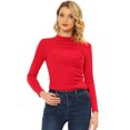 thumbnail image 2 of Unique Bargains Blouse en Tricot à Manches Longues et Col Montant Froncé pour Femmes Rouge TG, 2 of 5