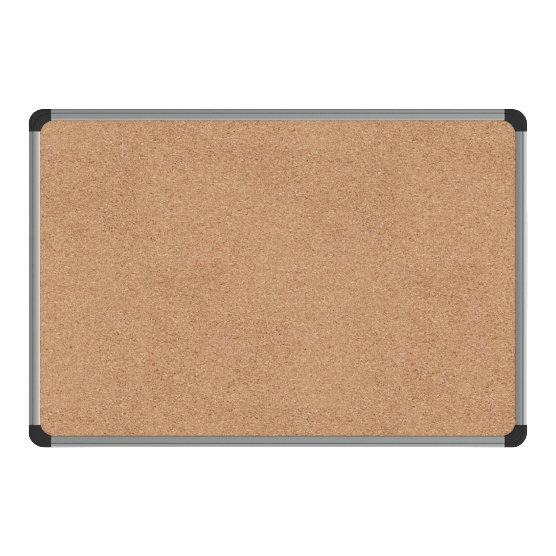 Universal Cork Board with Aluminum Frame, 24 x 18, Natural, Silver