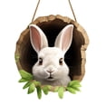 thumbnail image 1 of 30x30cm Rustic Wooden Easter Bunny Rabbit Hole Door Sign - Festive Decor for Home and Parties, 1 of 5