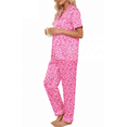 thumbnail image 3 of UVN Pajamas Sets for Women Short Sleeve Button Down Tops And Pants Sleepwear Soft Silk Satin Pjs Loungewear 2 Piece Outfit, 3 of 8