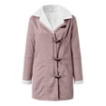 thumbnail image 4 of Plus Size Winter Coats for Women Warm Sherpa Fleece Lined Hooded Parka Faux Suede Pea Coat Casual Outerwear, 4 of 5