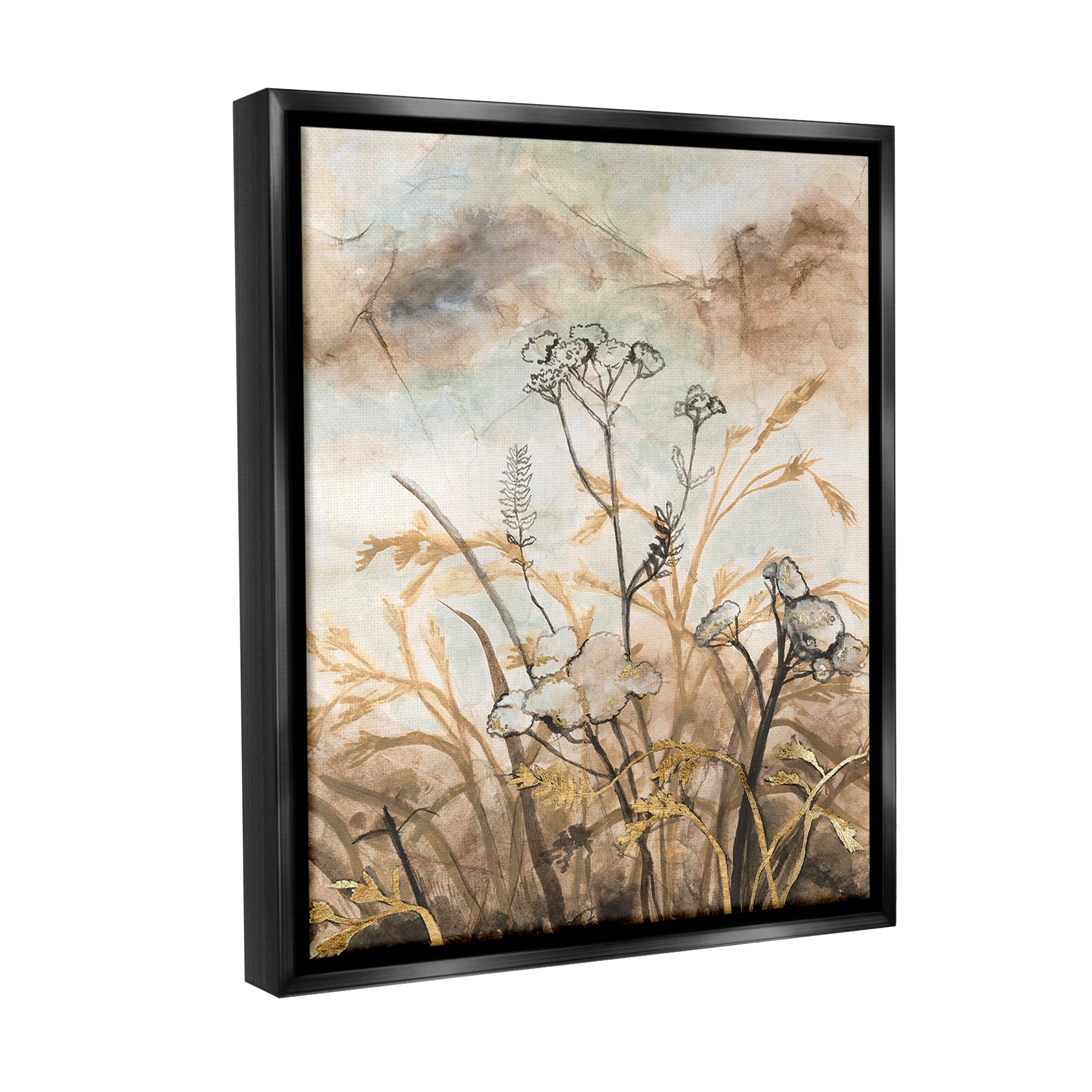 Stupell Industries Neutral Landscape Collage Landscape Painting Black Floater Framed Canvas Art Print Wall Art, 17 x 21