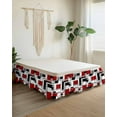 thumbnail image 2 of Abstract Space Design Sense Bed Skirt Queen Size 18" Drop Red Black Stitching Suqare Ruffled Wrap Around Bed Skirts Adjustable Elastic Bedskirt Dust Ruffle for Queen Size Bed, 2 of 7
