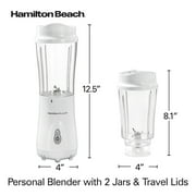Hamilton Beach Personal Blender for Smoothies with 2 Travel Jars and Lids, White