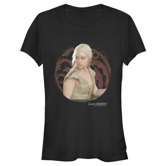 Junior's Game of Thrones Daenerys Dragon Frame Graphic Tee Black X Large