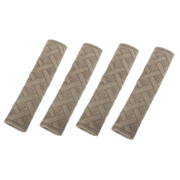 Motoforti 4 Pcs Velvet Car Shoulder Seatbelt Pad Covers Universal Khaki 27.5x6.5cm