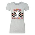 thumbnail image 2 of Wild Bobby Hippie Halloween Ghost Bats Stars Halloween Pink Orange Purple Halloween Halloween Women Slim Fit Junior Tee, Heather Grey, X-Large, 2 of 6