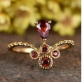 thumbnail image 5 of HeartsAndYou 1ct Natural Red Garnet Wedding Band Stylish Crown Curved 14k SOLID Yellow Gold, 5 of 9