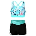 thumbnail image 2 of YONGHS Kids Girls 2 Piece Tankini Swimsuit Sport Crop Top Crisscross Tank with Swimming Shorts Set Leaf 6, 2 of 6