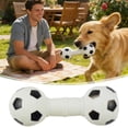 thumbnail image 2 of White Soccer Ball Pet Dumbbell Toy, Squeaky Chew Resistant Toy, Interactive Fetch & Chew Toy for Small to Medium Dogs & Puppies, 2 of 8