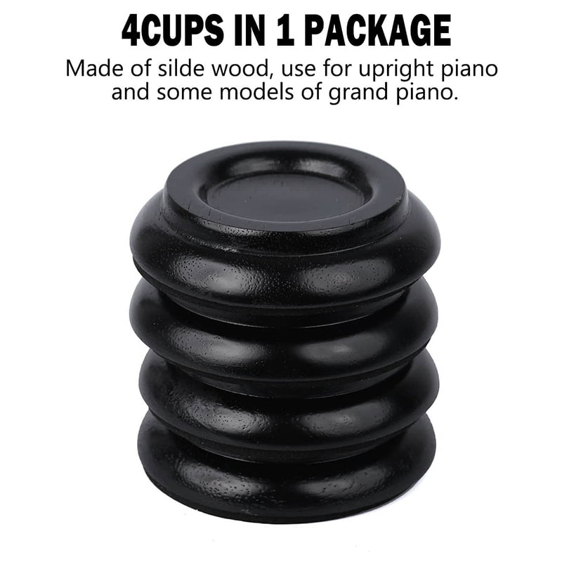 Cheerock Wood Piano Caster for Upright Piano Anti-slip and Pressure Resistant Piano Caster Cups Floor Protectors for Hardwood Floor Set of 4 Black