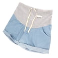 thumbnail image 3 of Pantalones Cortos De Mezclilla De Maternidad Pantalones Cortos De Soporte De Embarazo De Moda con Cordón Transpirable Suave Y Fino para Verano Borde Tirado Azul Claro M, 3 of 9
