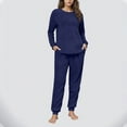 thumbnail image 2 of Fuwddey 2 Piece Lounge Sets for Women Crew Neck Velour Sweatsuits Sets Long Sleeve Soft Sleepwear 2 Piece Velvet Fleece Pjs Pajamas Sets with Pockets, 2 of 6