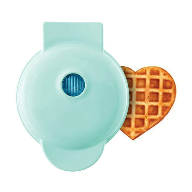 Mini 4" Electric Waffles Maker Bubble Egg Cake Oven Breakfast Waffle Machine, Premium Non-Stick Plates(Blue Heart Shape)