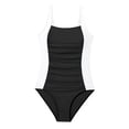 thumbnail image 2 of YunPes Girl Swimsuit One Piece White & Black Color Block Bathing Suit for Girl Retro Square Neck Adjustable Straps Girls' Swimwear, 2 of 5