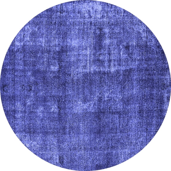 Ahgly Company Machine Washable Indoor Round Oriental Blue Industrial Area Rugs, 8' Round
