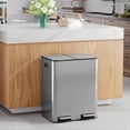 thumbnail image 2 of CL.HPAHKL Kitchen Trash Can, 16 Gallon(60 L) Rectangular Stainless Steel Trash Can with Removable Inner Buckets and Soft Close Dual Trash Can for Recycling and Trash Garbage Can with Lid, Silver, 2 of 7