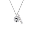 thumbnail image 2 of Delight Jewelry Silvertone Large Script Letter - G - 3/4'' Disc - Silvertone Be Strong and Courageous Bar Charm Necklace, 23", 2 of 4