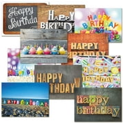 Playful Type Birthday Greeting Cards Value Pack - Set of 20 (10 designs), Large 5" x 7", Happy Birthday Cards with Sentiments Inside
