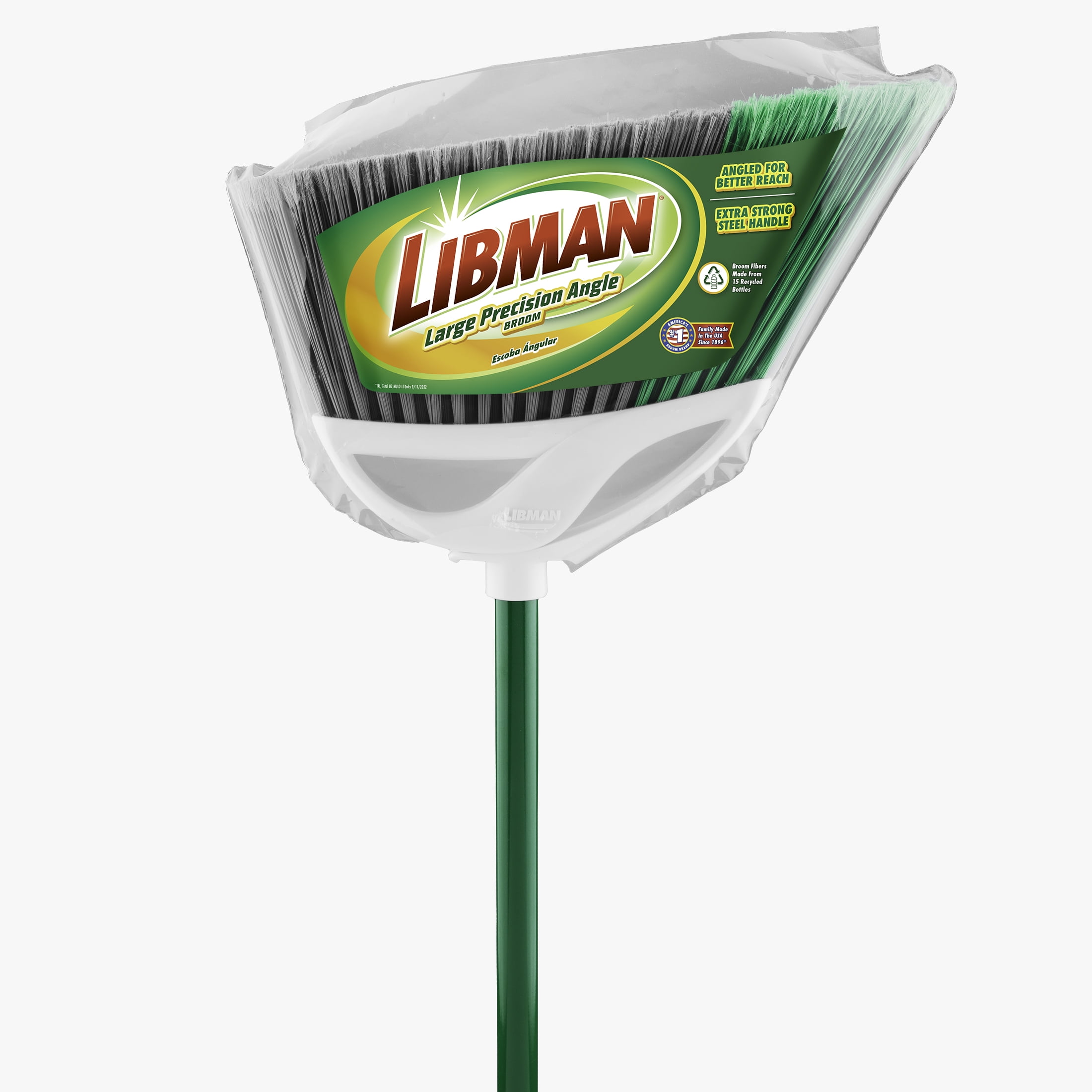 Libman Large Precision Angle Broom with Green Steel Handle