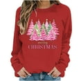thumbnail image 2 of Wancir Womens' Christmas Sweatshirt Merry and Bright Shirts Plaid Christmas Trees Graphic Pullover Long Sleeve Tops, 2 of 7