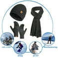 thumbnail image 4 of Guiexla 1 Set Winter Hat Scarf Gloves Set Thick Knitted Soft Warm Elastic Solid Color Ear Five Fingers Windproof Unisex Winter Outdoor Cycling Cap Tassel Scarf Touch Screen Gloves Set, 4 of 8