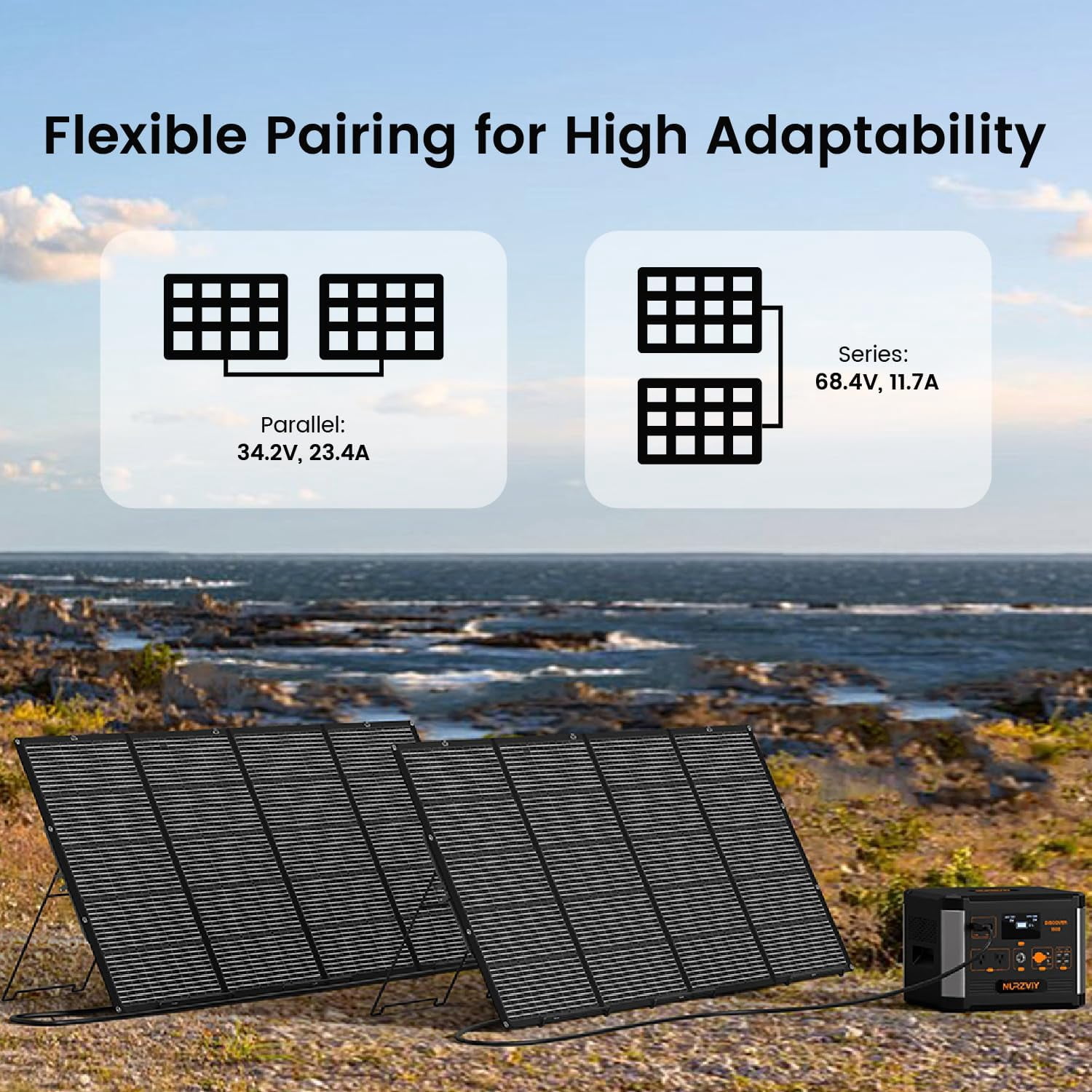 Foldable Solar Panel 400W Lightweight Portable Waterproof with Adjustable Support for RV Campervan