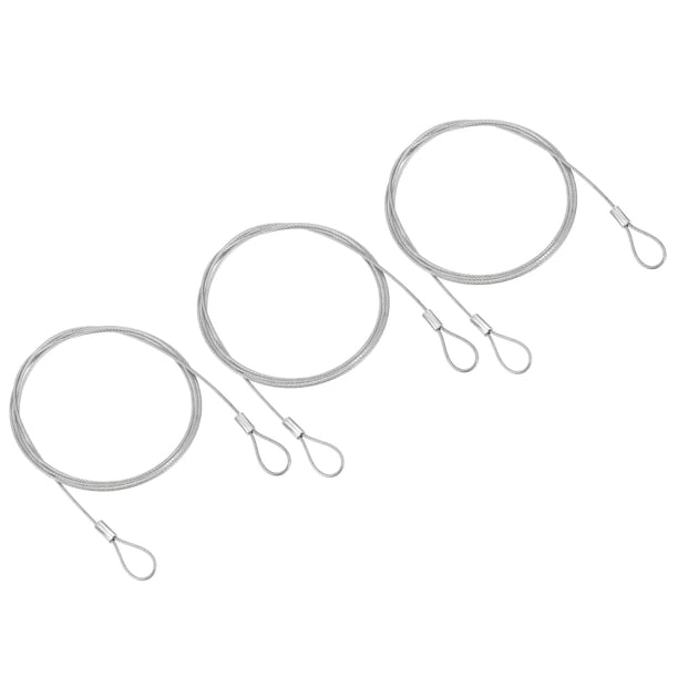 Cabo de seguridad Uxcell de 3.3 pies, bloqueo de cable de acero para iluminación de escenario, paquete de 3 en color plateado