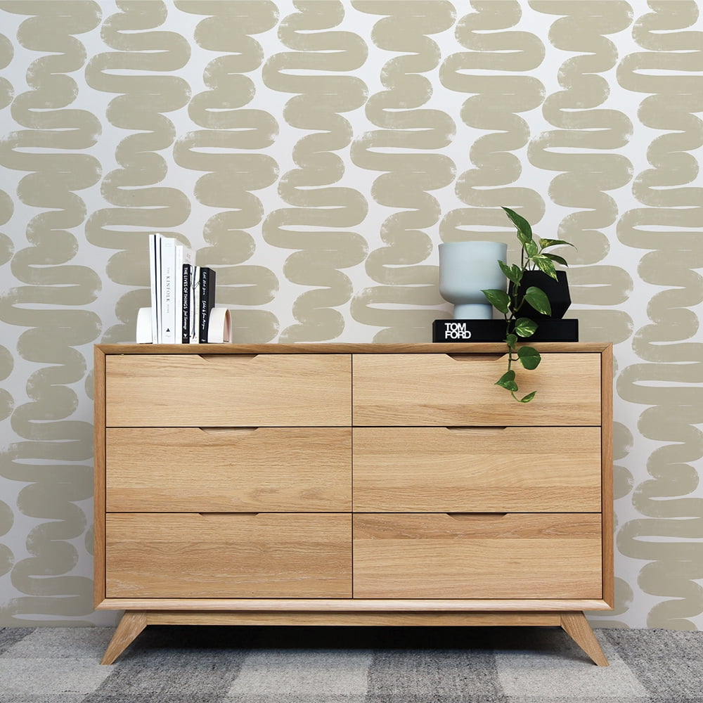 Tempaper x Bobby Berk Wiggle Room Sand and White Peel and Stick Wallpaper, 20.5" x 16.5'