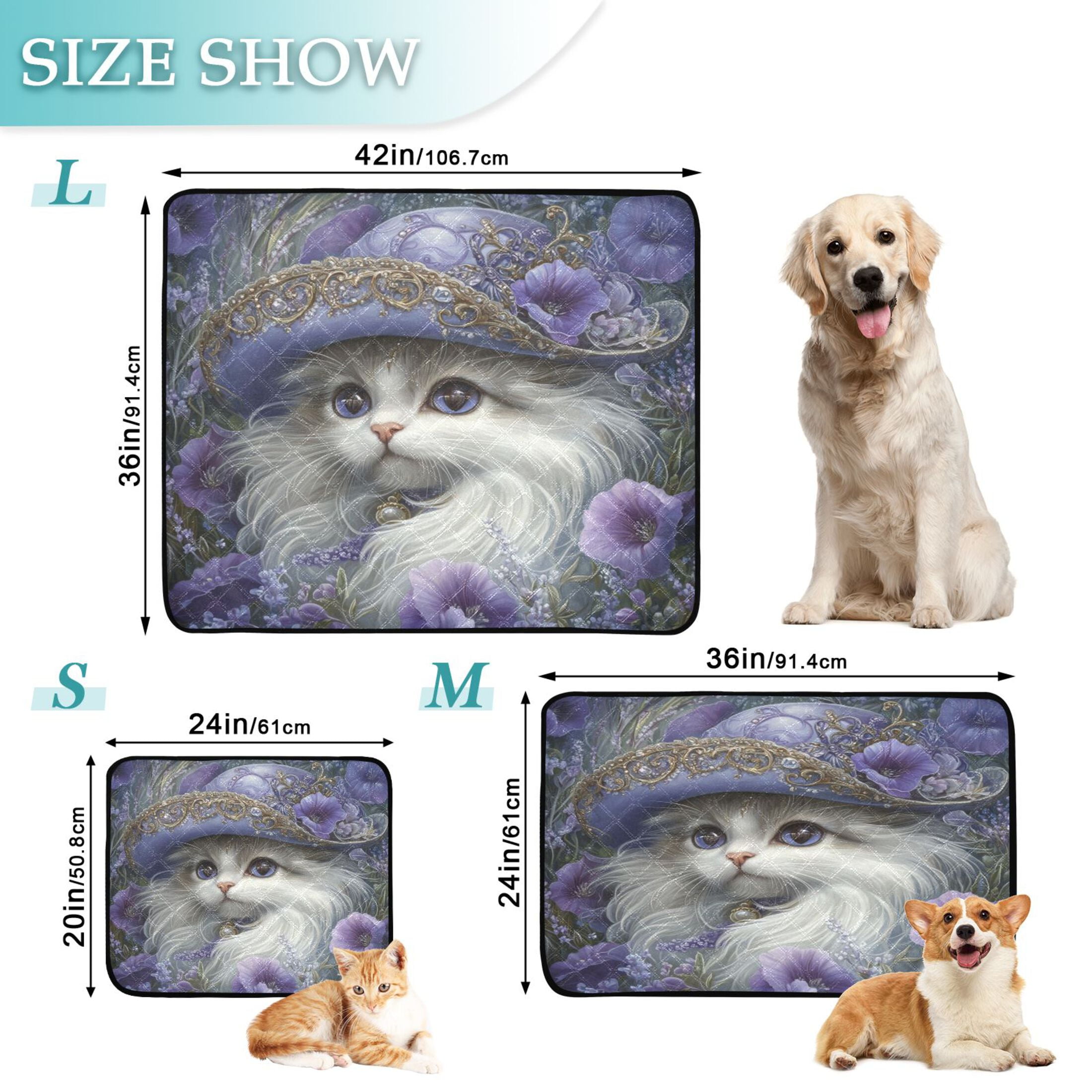 Qxltty Gorgeous Persian Cat Cat litter Pads Pet Set of 2 Diaper Mats Center Anti-leakage Layer Absorbent Soft and Comfortable