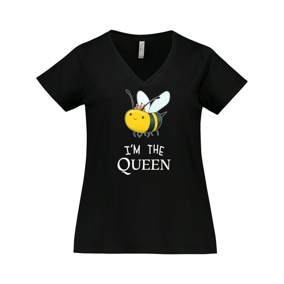Inktastic I'm the Queen- cute queen bee Women's Plus Size V-Neck T-Shirt