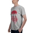 thumbnail image 4 of Stranger Things Group Shot Bike Ride Upside Down Silhouette Men's Basic Short Sleeve T-Shirt Gray Large, 4 of 5