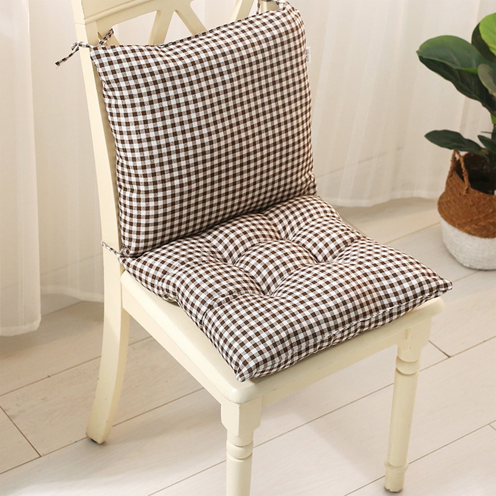 potrochi Outdoor Chair Cushion, Indoor/Outdoor Solid Back 1 Piece Square Corner Chair Cushion with Ties, Deep Seat, Weather, and Fade Resistant, Chair Cushions for Dining Chairs