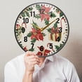 thumbnail image 6 of Yayeee Wall Clock Battery Operated 9.5" Silent Quartz Non-Ticking for Living Room Decor, Red Christmas Poinsettia, 6 of 8