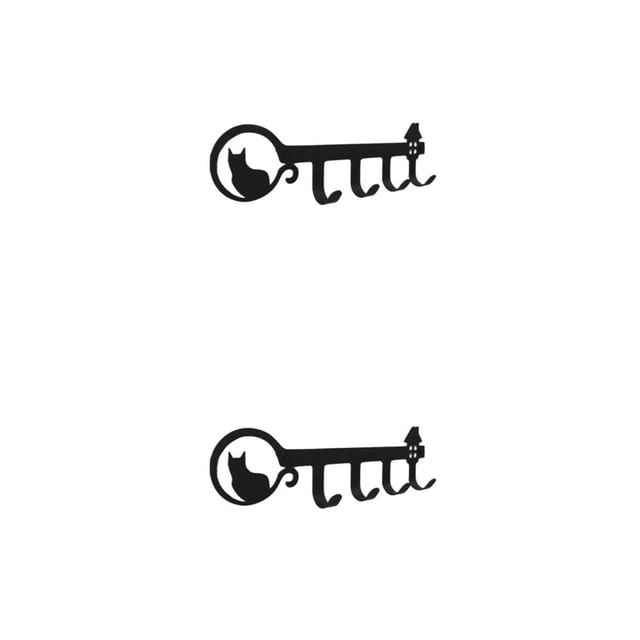 Naiovety Soporte para llaves Gancho Colgador de puerta Estilo de dibujos animados Estante decorativo montado en la pared Tornillos para Gato negro en forma 2piezas