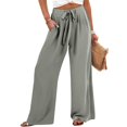 thumbnail image 4 of PEXLYCLU Wide Leg Pants Woman, Womens Pants Trendy, Leisure Trousers, Wide Leg Pants for Women High Waisted Palazzo Pants Work Casual Flowy Tie Knot Trousers With Pockets, Gray M, 4 of 6